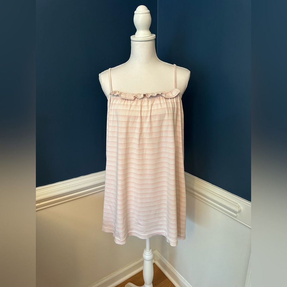 Lake Pajamas CloudPima Ruffle Nightgown Pink Stripe - Picture 3 of 8